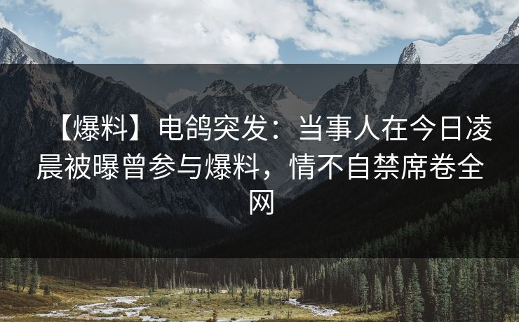 【爆料】电鸽突发:当事人在今日凌晨被曝曾参与爆料,情不自禁席卷全网