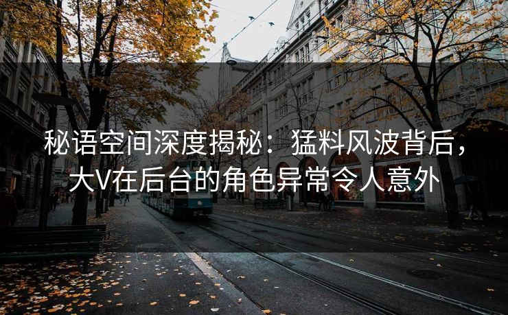 秘语空间深度揭秘:猛料风波背后,大V在后台的角色异常令人意外