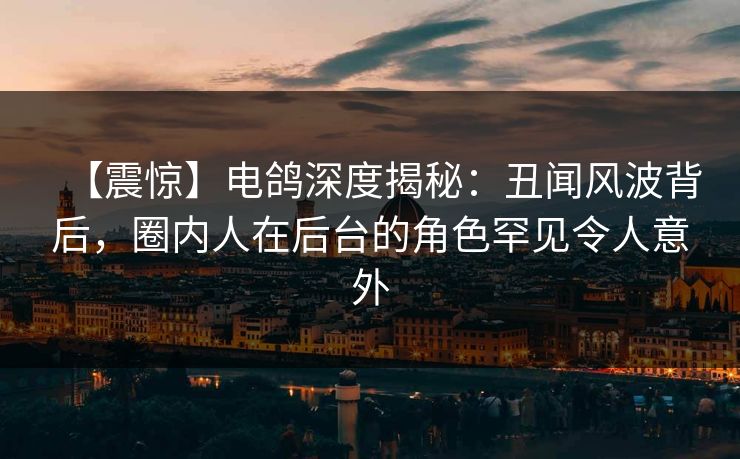 【震惊】电鸽深度揭秘：丑闻风波背后，圈内人在后台的角色罕见令人意外
