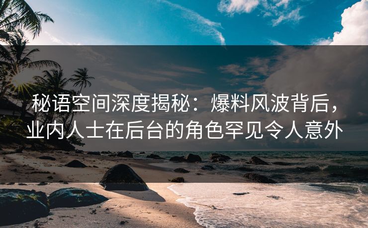 秘语空间深度揭秘：爆料风波背后，业内人士在后台的角色罕见令人意外