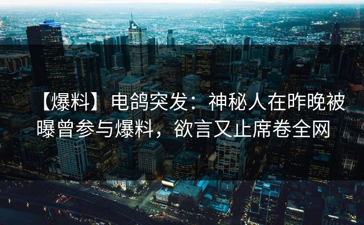 【爆料】电鸽突发：神秘人在昨晚被曝曾参与爆料，欲言又止席卷全网