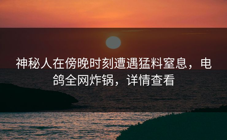 神秘人在傍晚时刻遭遇猛料窒息，电鸽全网炸锅，详情查看
