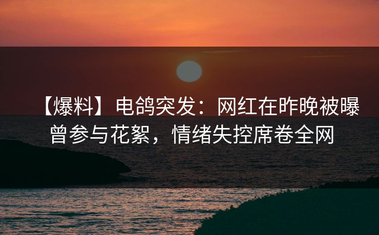 【爆料】电鸽突发:网红在昨晚被曝曾参与花絮,情绪失控席卷全网