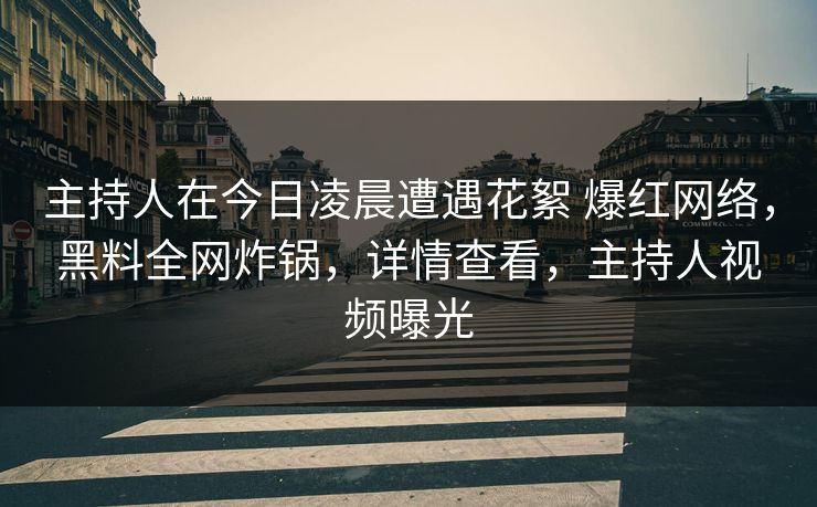主持人在今日凌晨遭遇花絮 爆红网络,黑料全网炸锅,详情查看,主持人视频曝光