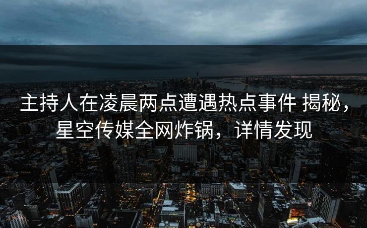 主持人在凌晨两点遭遇热点事件 揭秘,星空传媒全网炸锅,详情发现