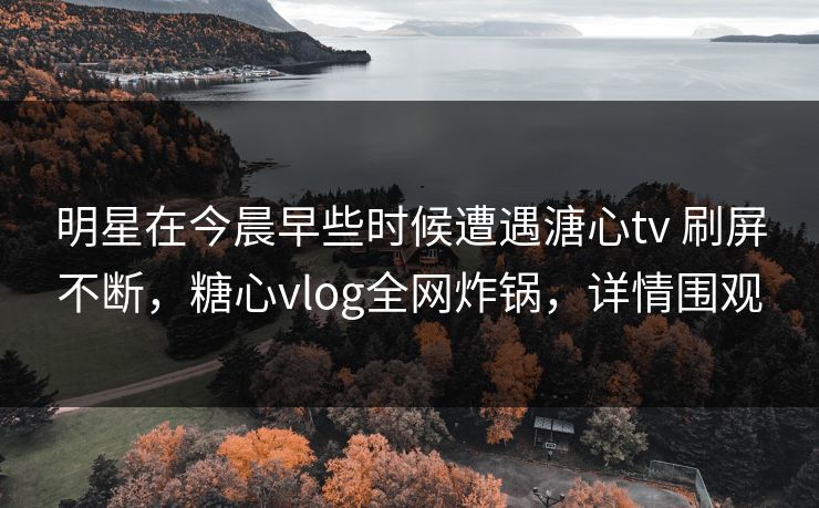 明星在今晨早些时候遭遇溏心tv 刷屏不断，糖心vlog全网炸锅，详情围观