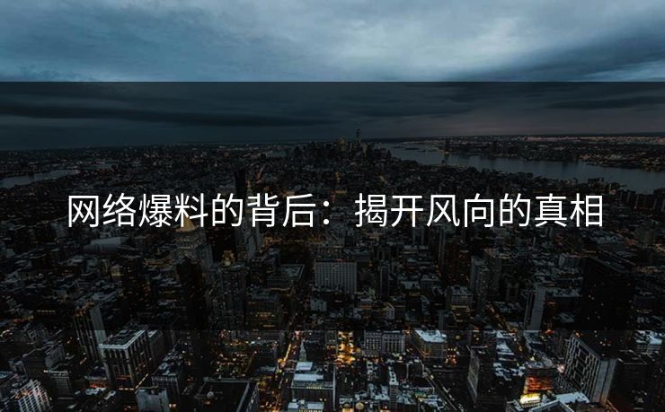 网络爆料的背后：揭开风向的真相